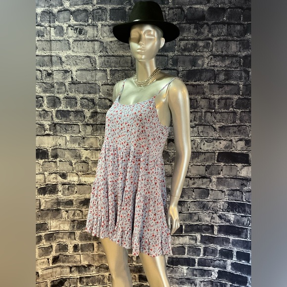 Baby Blue & Pink Floral Flowy Summer Dress - Picture 9 of 9